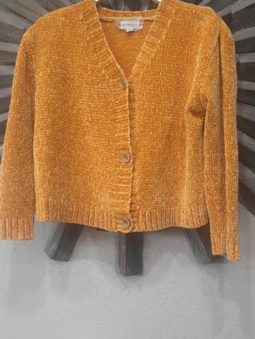btween Mustard Chenille Button-Front Sweater